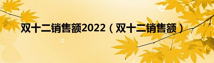 双十二销售额2022（双十二销售额）