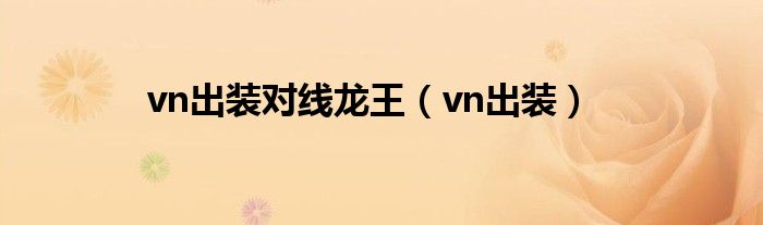 vn出装对线龙王（vn出装）