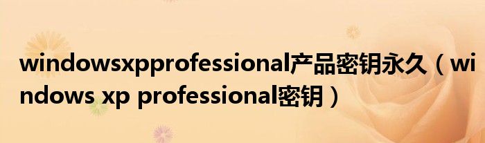 windowsxpprofessional产品密钥永久（windows xp professional密钥）