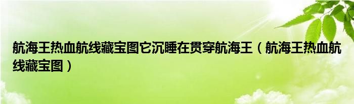 航海王热血航线藏宝图它沉睡在贯穿航海王（航海王热血航线藏宝图）