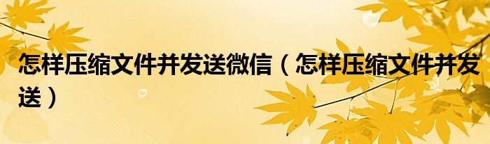 怎样压缩文件并发送微信（怎样压缩文件并发送）