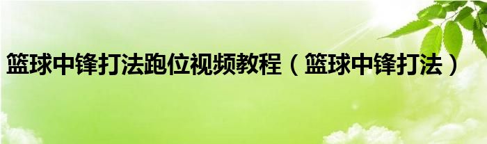 篮球中锋打法跑位视频教程（篮球中锋打法）