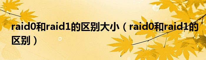 raid0和raid1的区别大小（raid0和raid1的区别）