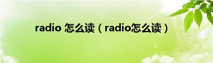 radio 怎么读（radio怎么读）