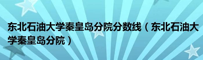 东北石油大学秦皇岛分院分数线（东北石油大学秦皇岛分院）