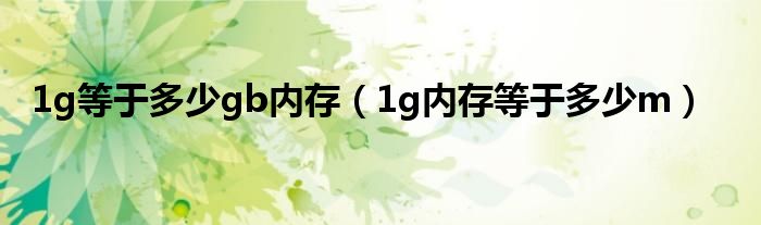 1g等于多少gb内存（1g内存等于多少m）