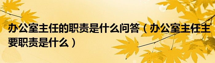 办公室主任的职责是什么问答（办公室主任主要职责是什么）