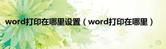 word打印在哪里设置（word打印在哪里）