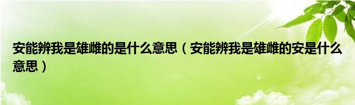 安能辨我是雄雌的是什么意思（安能辨我是雄雌的安是什么意思）