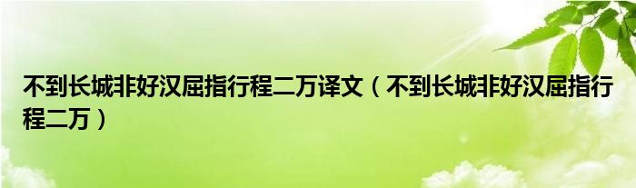 不到长城非好汉屈指行程二万译文（不到长城非好汉屈指行程二万）