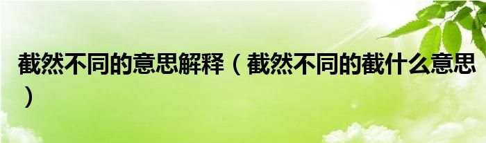 截然不同的意思解释（截然不同的截什么意思）