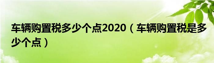 车辆购置税多少个点2020（车辆购置税是多少个点）