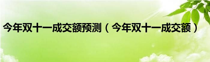 今年双十一成交额预测（今年双十一成交额）