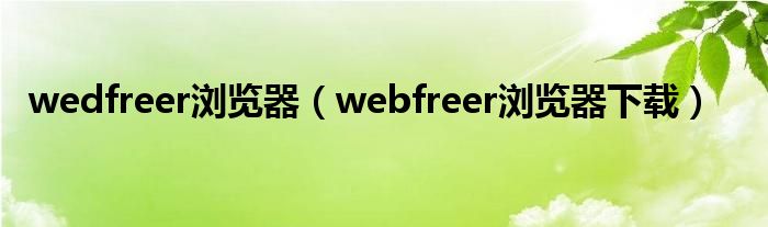 wedfreer浏览器（webfreer浏览器下载）