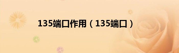 135端口作用（135端口）