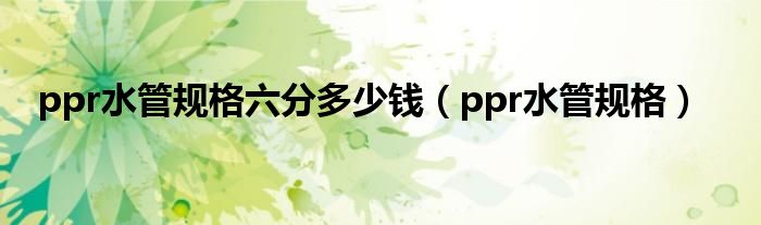 ppr水管规格六分多少钱（ppr水管规格）