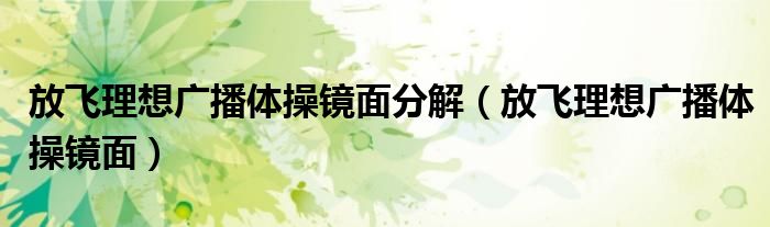 放飞理想广播体操镜面分解（放飞理想广播体操镜面）