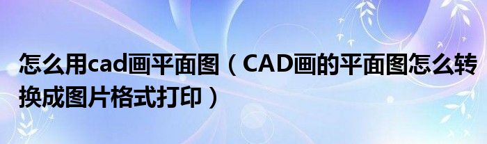 怎么用cad画平面图（CAD画的平面图怎么转换成图片格式打印）