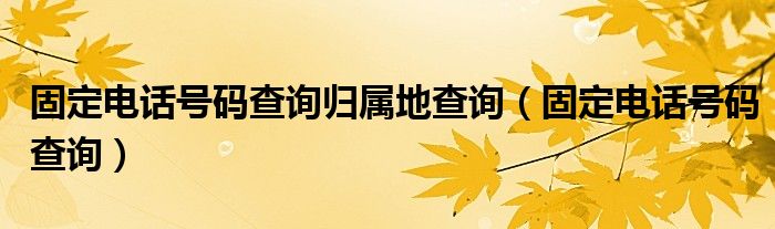 固定电话号码查询归属地查询（固定电话号码查询）