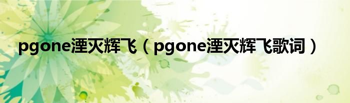 pgone湮灭辉飞（pgone湮灭辉飞歌词）