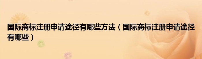 国际商标注册申请途径有哪些方法（国际商标注册申请途径有哪些）