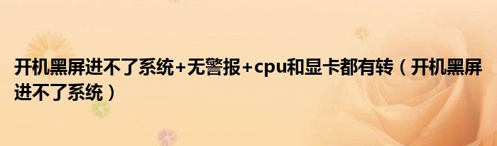 开机黑屏进不了系统+无警报+cpu和显卡都有转（开机黑屏进不了系统）