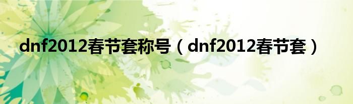 dnf2012春节套称号（dnf2012春节套）