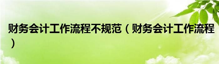 财务会计工作流程不规范（财务会计工作流程）