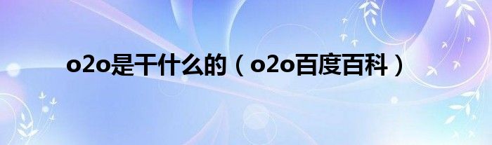 o2o是干什么的（o2o百度百科）