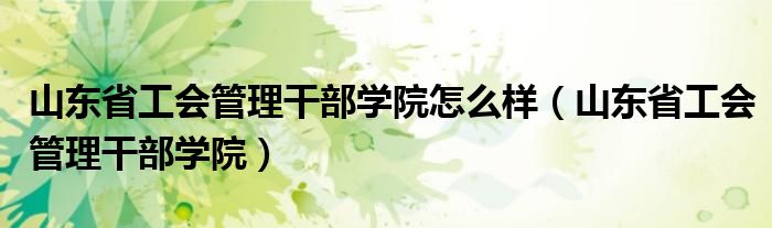 山东省工会管理干部学院怎么样（山东省工会管理干部学院）