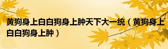 黄狗身上白白狗身上肿天下大一统（黄狗身上白白狗身上肿）