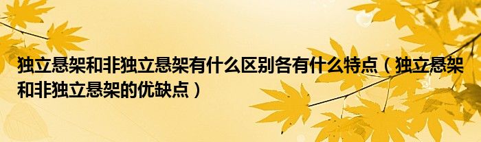 独立悬架和非独立悬架有什么区别各有什么特点（独立悬架和非独立悬架的优缺点）