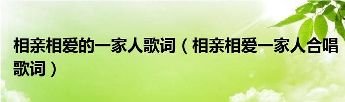 相亲相爱的一家人歌词（相亲相爱一家人合唱歌词）