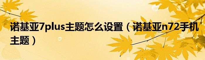 诺基亚7plus主题怎么设置（诺基亚n72手机主题）