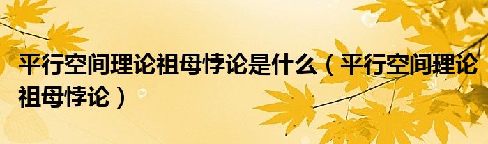 平行空间理论祖母悖论是什么（平行空间理论祖母悖论）