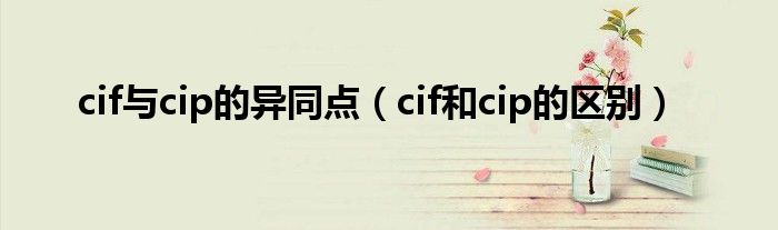 cif与cip的异同点（cif和cip的区别）