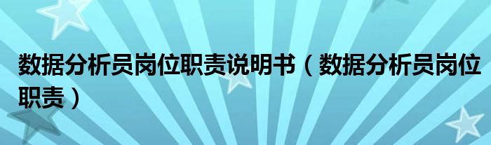 数据分析员岗位职责说明书（数据分析员岗位职责）