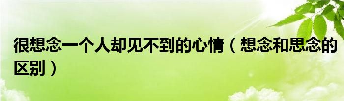 很想念一个人却见不到的心情（想念和思念的区别）