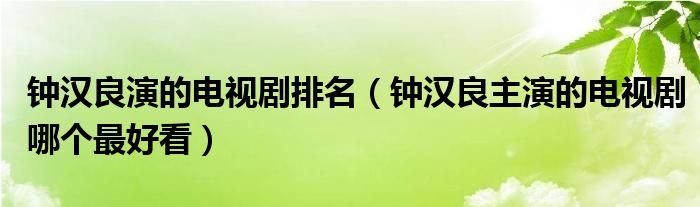 钟汉良演的电视剧排名（钟汉良主演的电视剧哪个最好看）