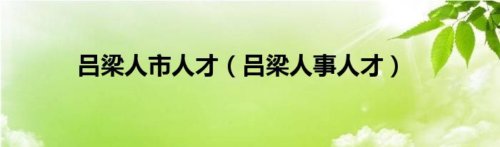 吕梁人市人才（吕梁人事人才）