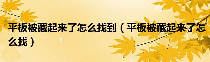 平板被藏起来了怎么找到（平板被藏起来了怎么找）