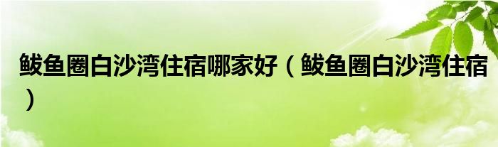 鲅鱼圈白沙湾住宿哪家好（鲅鱼圈白沙湾住宿）