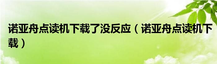 诺亚舟点读机下载了没反应（诺亚舟点读机下载）