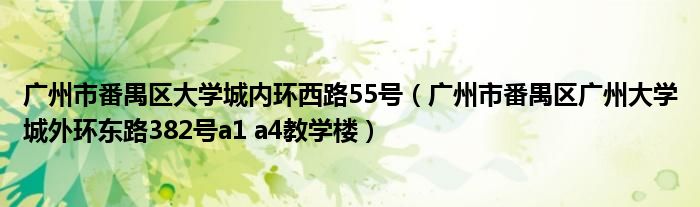 广州市番禺区大学城内环西路55号（广州市番禺区广州大学城外环东路382号a1 a4教学楼）