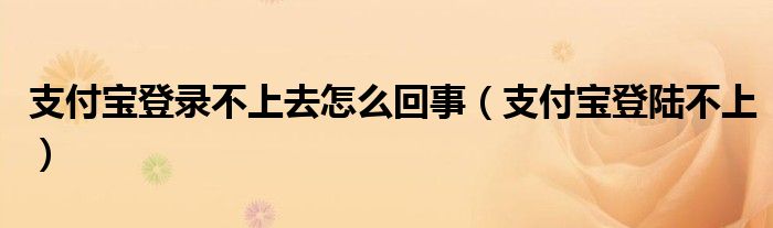 支付宝登录不上去怎么回事（支付宝登陆不上）