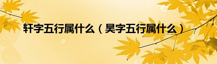 轩字五行属什么（昊字五行属什么）