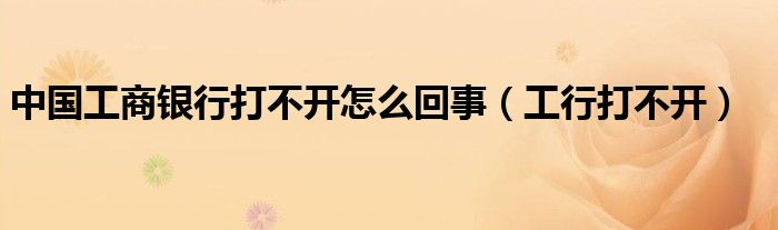 中国工商银行打不开怎么回事（工行打不开）