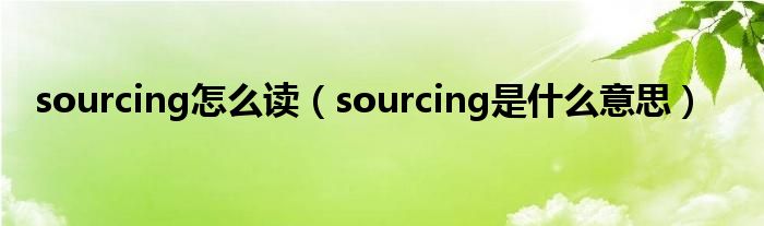 sourcing怎么读（sourcing是什么意思）