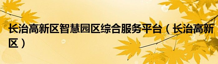 长治高新区智慧园区综合服务平台（长治高新区）