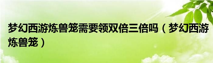 梦幻西游炼兽笼需要领双倍三倍吗（梦幻西游炼兽笼）